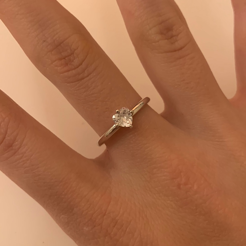 HEART SHAPED STERLING SILVER RING CZ